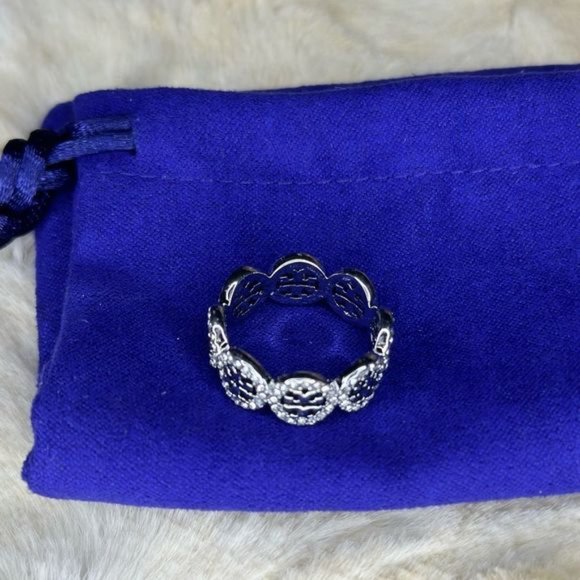 Tory Burch Silver Miller Pavé Ring SIZE 7 - Picture 2 of 3